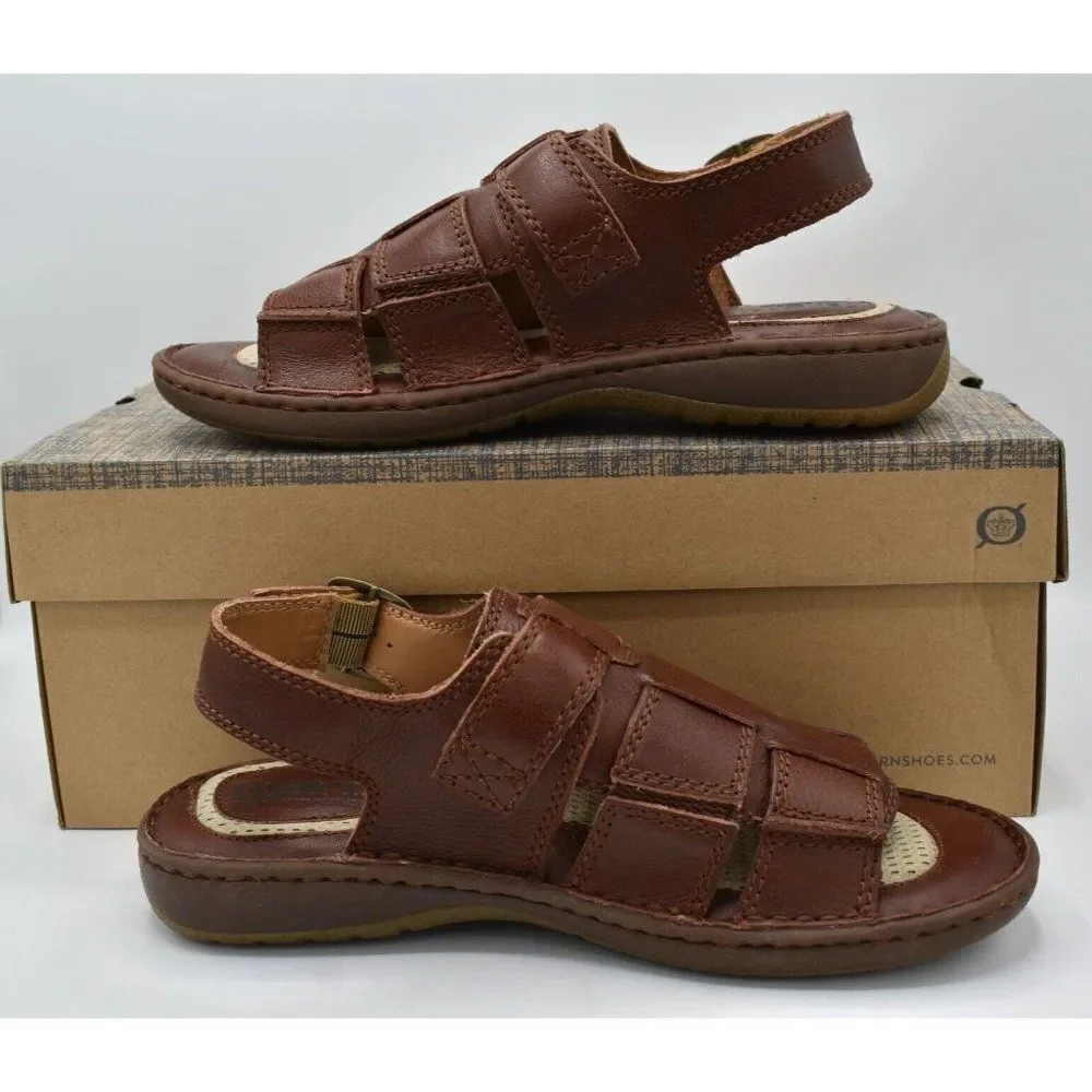 Born‎ Mens Size 12 Miguel Full Grain Leather Dark Tan Bourban Sandals Shoes